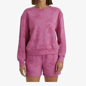 Member’s Mark Tropical Pink Tie-Dye Sweatshirt & Short Set  Size XL .